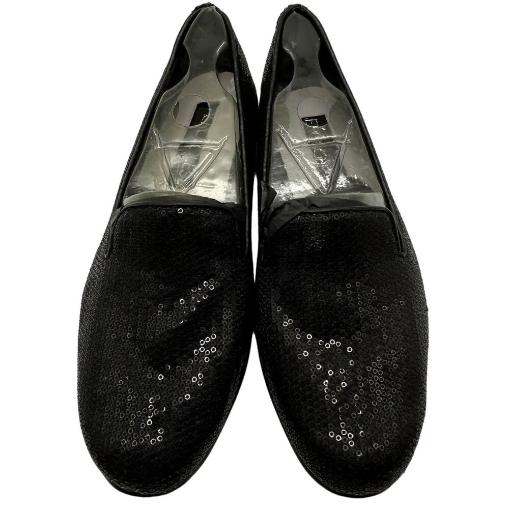 New Aerosoles Betunia Black Sequin Smoking Loafer 5.5 Flat Memory Foam Party NIB